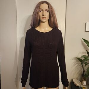 Aritzia Wilfred Free ISABELLI wool Sweater Long Line Soft Waffle Knit Maroon